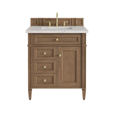 James Martin Vanities Brittany 30" Single Vanity, Pecan w/ 3 CM Eternal Jasmine Pearl Silestone Top 655-V30-PCN-3EJP