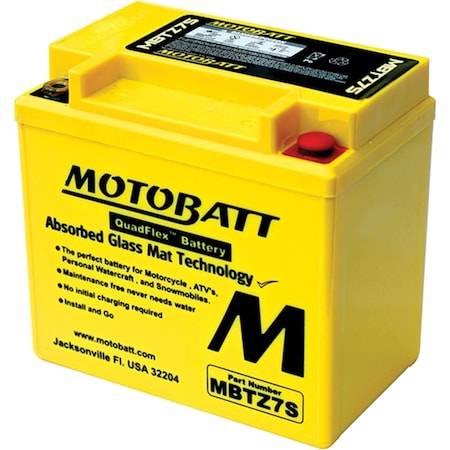 Motobatt 6.5Ah 130 CCA AGM Powersports Battery replaces YTX5L MBTZ7S