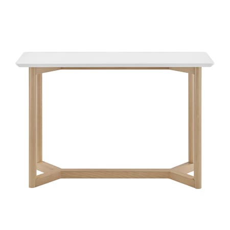 Homeroots 47" White and Natural Wood and Solid Wood Frame Console Table 654014