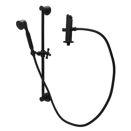 Kingston Brass Shower System with Slide/Grab Bar and Hand Shower, Matte Black KCK3320W0