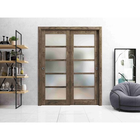 Sartodoors Sliding Closet Bypass Doors Oak Solid Core Modern Interior QUADRO4002DBD-AKA-36