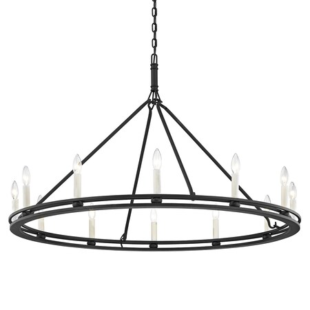 Troy Lighting Sutton 12 Light Chandelier 44 In. Textured Black F6237-TBK
