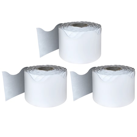 Carson Dellosa White Rolled Scalloped Border, 65 Feet Per Roll, 3PK 108473