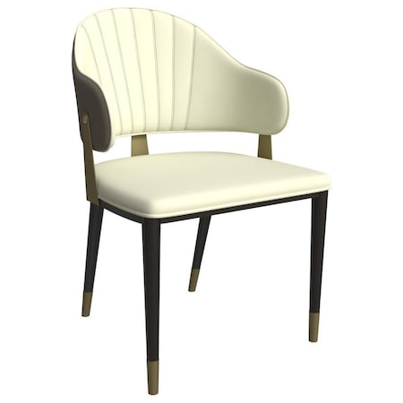 Leisuremod Aria Modern Dining Chair in Leather and Iron Legs with Curved Back in Taupe AC45TP