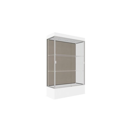Ghent Lighted Floor Display Case 48x76x20, 12" Base, Satin 94LFCO-SN-WHT