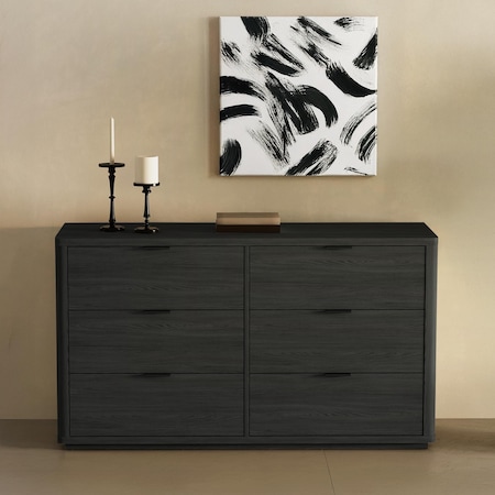 Manhattan Comfort Evalyn 60in Dresser in Charcoal Gray (6-Drawer) DR1607-3