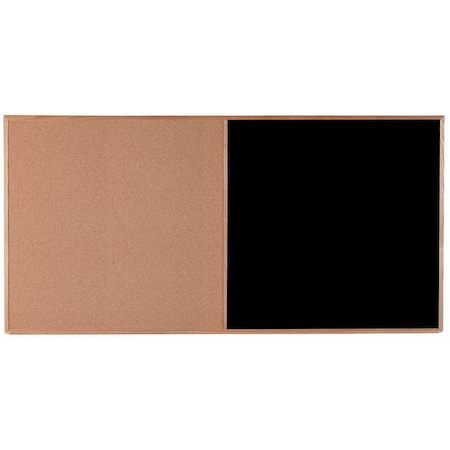 Aarco Combination Board Black Chalkboard w/ Oak Wood Frame, 48''Hx96''W CO4896B