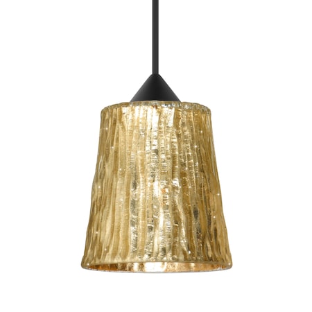 Besa Lighting Besa Nico 4 Pendant, Stone Gold Foil, Black Finish, 1x 5W LED 1XT-5125GF-LED-BK