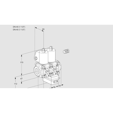 Honeywell Kromschroder Gas Pressure Regulator & Solenoid Valve, 1/2" DN15, 24V DC, IP65 KS88100524