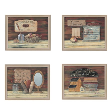 Homeroots Set Of Four Bathroom II Brown Framed Print Bathroom Wall Art, 4PK 405630