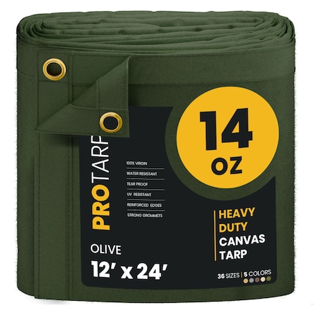 Protarp 12 ft. x 24 ft., 14 Oz, Olive, Polyester PT-303-12X24