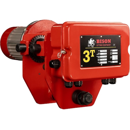 Bison Lifting Equipment Motorized Trolley, 6,000 lb (3 Ton), 115/230V, With Pendant Controller HHB030+T
