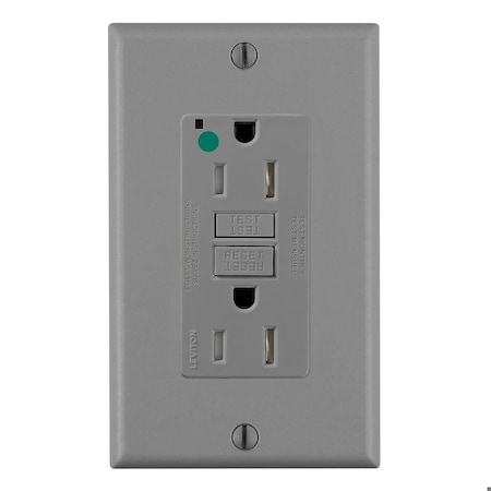 Leviton SmartlockPro GFCI 15A HG/TR/PI Gray GFTR1-HFG