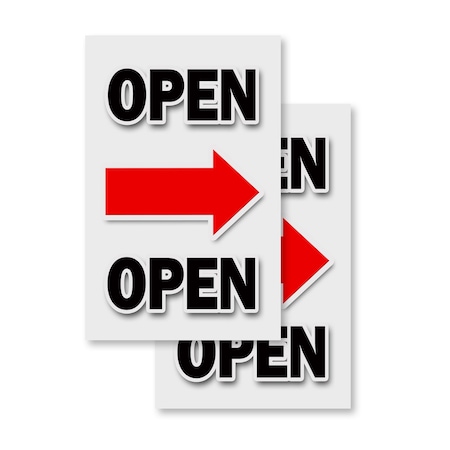 Signmission Giant Open With Arrow, Vinyl Decals Only 24 Inch x 36 Inch, Vinyl Decal, 2PK DSB-2436-2PACK-Giant Open With Arrow
