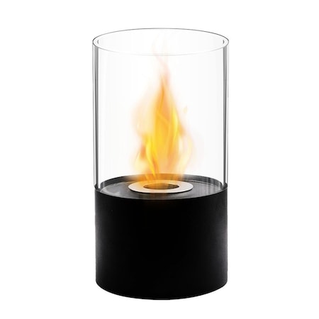 Edendirect 6.5 in. Tabletop Ventless Bioethanol Fireplace, Black Round Stainless Steel Burner Cup ZR-601S