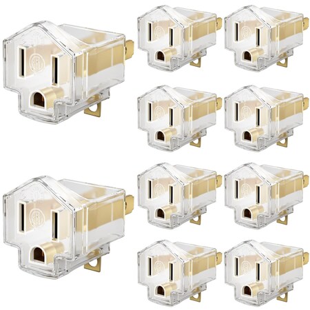 Maximm 2-Prong to 3-Prong Grounding Outlet Adapter Converter, 10PK, Clear, 10PK AD-2-TO-3PR-CLR-10PK