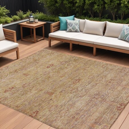 Homeroots 9' X 12' Coral And Copper Oriental Washable Indoor Outdoor Area Rug 631147