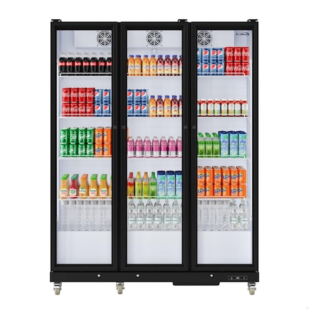 Koolmore 71 in. Commercial 3 Fully Glass Door Merchandiser Refrigerator, 46 cu. ft., ETL Listed in Black KM-MDR-3FGD
