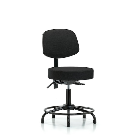 Blue Ridge Ergonomics Desk Stool, Fab, Bk, RT, Tilt, Glides, Blk BR-FDHST-RT-T1-RG-F42