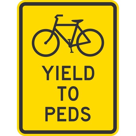 Lyle Bikes Yield to Peds, 18x24, High Intensity Prismatic, Yellow G-10753-HI_18x24