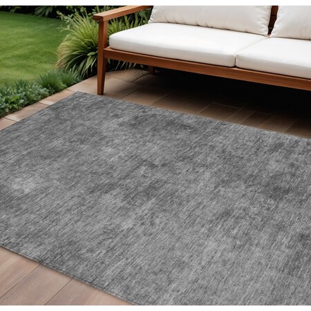 Homeroots 8' X 10' Gray And Smoky Black Abstract Washable Indoor Outdoor Area Rug 609319