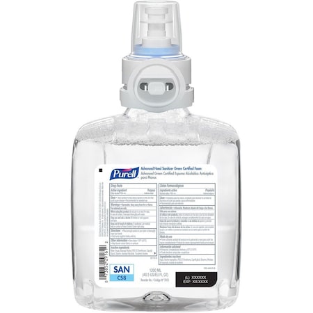 Purell Hand Sanitizer, CS8 Series, Foam, Cartridge, 1,200 mL, Requires Dispenser, 2 PK 7851-02