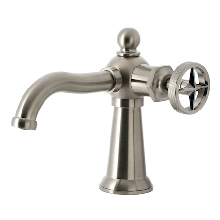 Kingston Brass One-Handle Single-Hole Bathroom Faucet with Push Pop-Up Drain, Brushed Nickel KS3548RNX