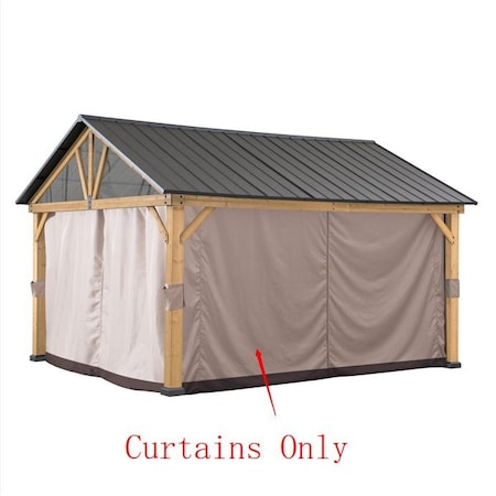 Sunjoy Replacement Curtains for 11 ft. 13 ft. Wood-Framed Gable Roof Gazebos W/Netting Tube A111900700