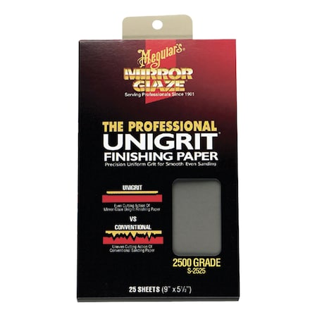 Meguiars Mirror Glaze Unigrit Finishing Paper, 9 in x 5-1/2 in, 2500 Grit S2525
