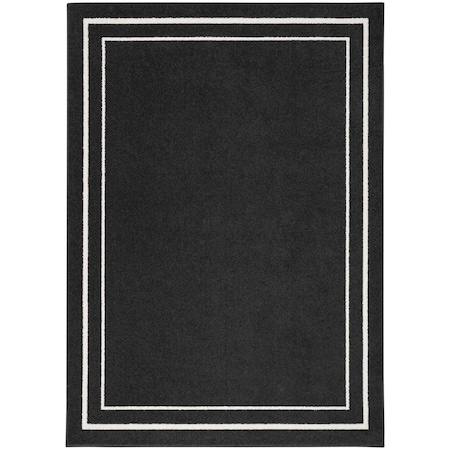 Homeroots 5' X 7' Black And Ivory Indoor Outdoor Area Rug 545489