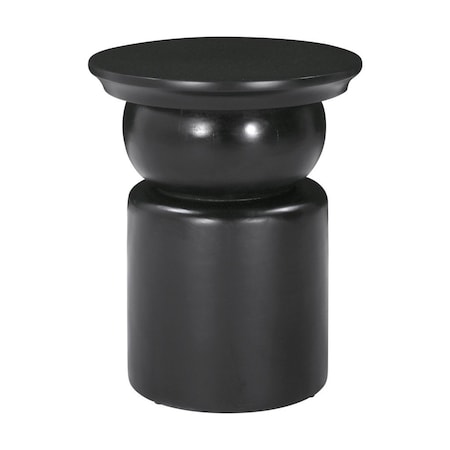 Homeroots 20" Black Solid Wood Round Drum End Table 556532