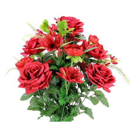 Adlmired By Nature Admired by Nature  Faux Rose G.Daisy Ranunculus Mixed Flower Bush, Red GPB6428-RED