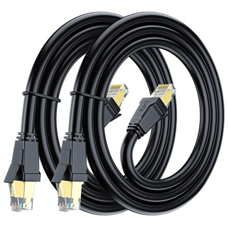 Maximm 3ft Cat8 Ethernet Cable with Gold-Plated RJ45 Connector, 2PK, Black, 2PK CAT8-3FT-SR-BK-2PK