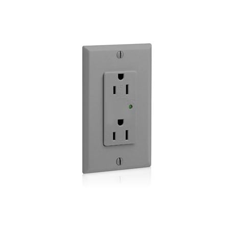 Leviton Surge Protector Receptacle, 15 Amp, 125 Volt, 5-15R NEMA, Gray 5280-GY