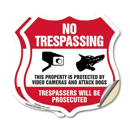 Signmission No Trespassing Shield Sign This Property, 18 inch X 18 inch, Vinyl Decal, 2PK SHI-D-2PACK-18-409