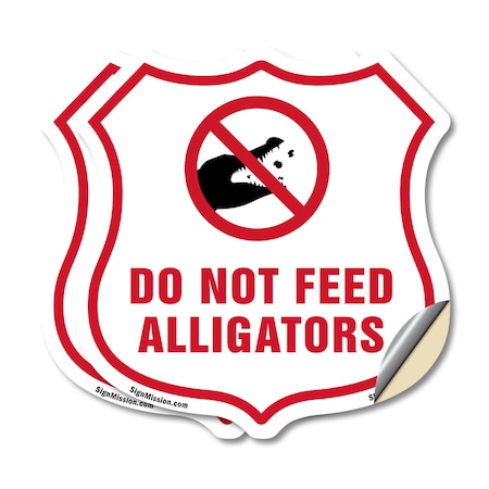 Signmission Alligator Warning Shield Sign Do Not Fee, 4 inch X 4 inch, Vinyl Decal, 2PK SHI-D-2PACK-4-355