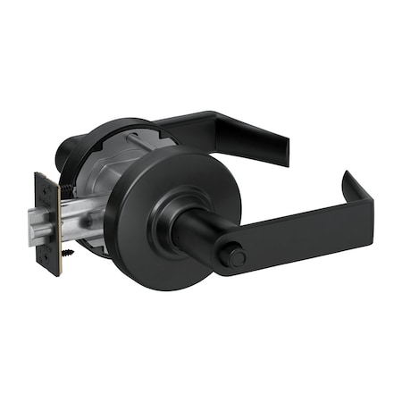 Schlage Grade 1 Entrance/Office Cylindrical Lock, Less Cylinder, Rhodes Lever with Rose, Matte Black Finish PC50L RHO 622