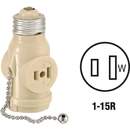 Leviton Ivory 125V Pull Chain Socket Adapter 0081406I