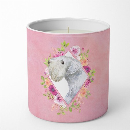 Carolines Treasures 10 oz Sealyham Terrier Pink Flowers Decorative Soy Candle CK4180CDL