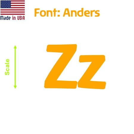 Aacc Self-Adhesive Vinyl Letter: Z, Scale: 20 in. Color: Orange Font: Anders by, 8PK AACC-Anders-UZ-Orange-I20x8