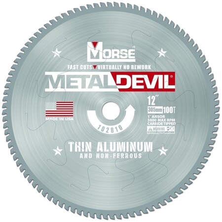 Morse METAL DEVIL NXT CIRCULAR SAW BLADE, 12 IN DIA, 1 IN ARBOR, 100 TEETH 102810