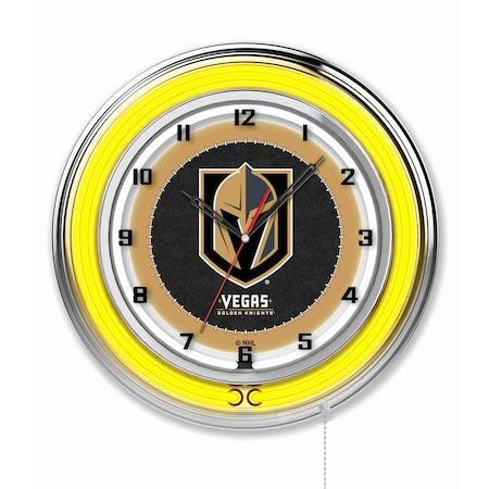 Holland Bar Stool Co Vegas Golden Knights Double Neon 19" Clock, NHL Clk19LVGdKn