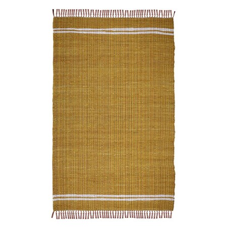 Homeroots 2' X 3' Mustard Striped Handmade Indoor Outdoor Area Rug 557080