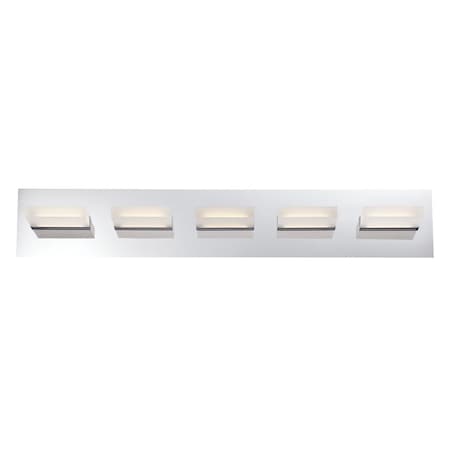 Eurofase Olson Contemporary LED Bathbar, 5-Light, 1750 Lumens, Frosted/Chrome 28022-015