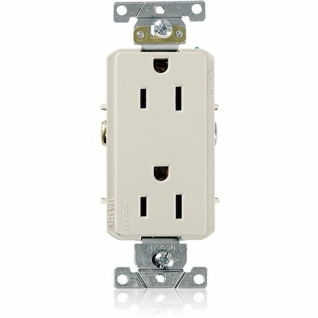 Leviton Commercial Grade Decora Receptacle, 15 Amp, 125 Volt 16252-T