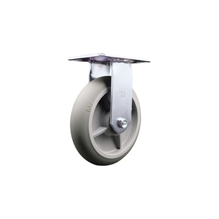 Service Caster 8 Inch Heavy Duty Top Plate Thermoplastic Rubber Rigid Caster with Ball Bearing SCC-35R820-TPRBD