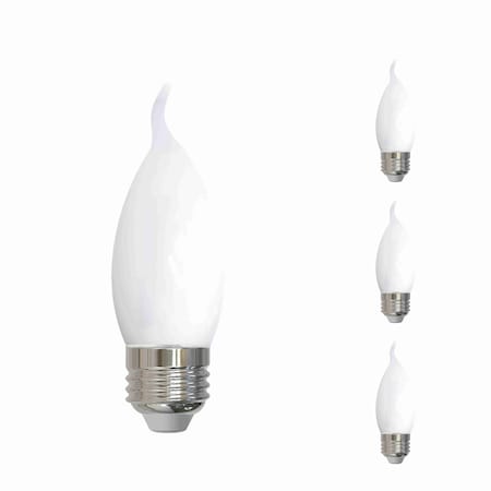 Bulbrite LED Filament, 5 Watt Dimmable CA10 Light Bulb, Milky Glass Finish, E26 Base, 3000K, 500 Lumens, 4PK 862085