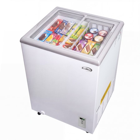 Koolmore 22 in. Commercial Flat Top Ice Cream Display Freezer, 3.7 Cu. Ft. in White KM-ICD-37C