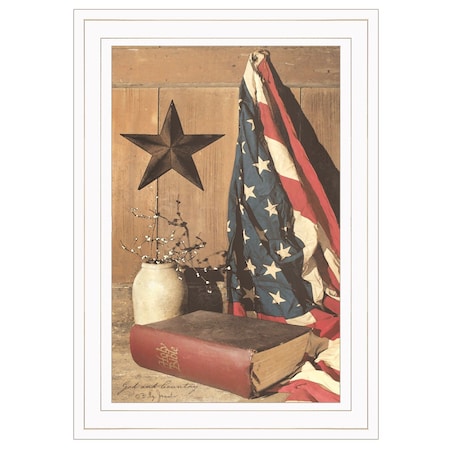 Homeroots God and Country 1 White Framed Print Wall Art 406408