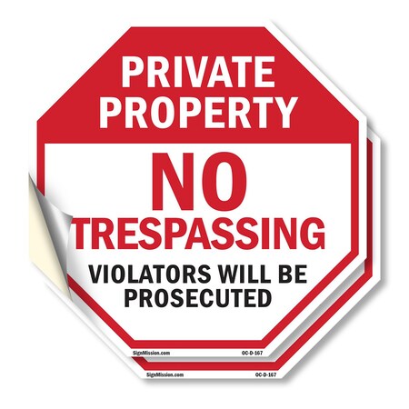 Signmission Private Property No Trespassing Vio, 18 inch X 18 inch, Vinyl Decal, 2PK OC-D-2PACK-18-167